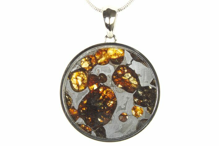 Sericho Pallasite Round Meteorite Pendant - Kenya #336134